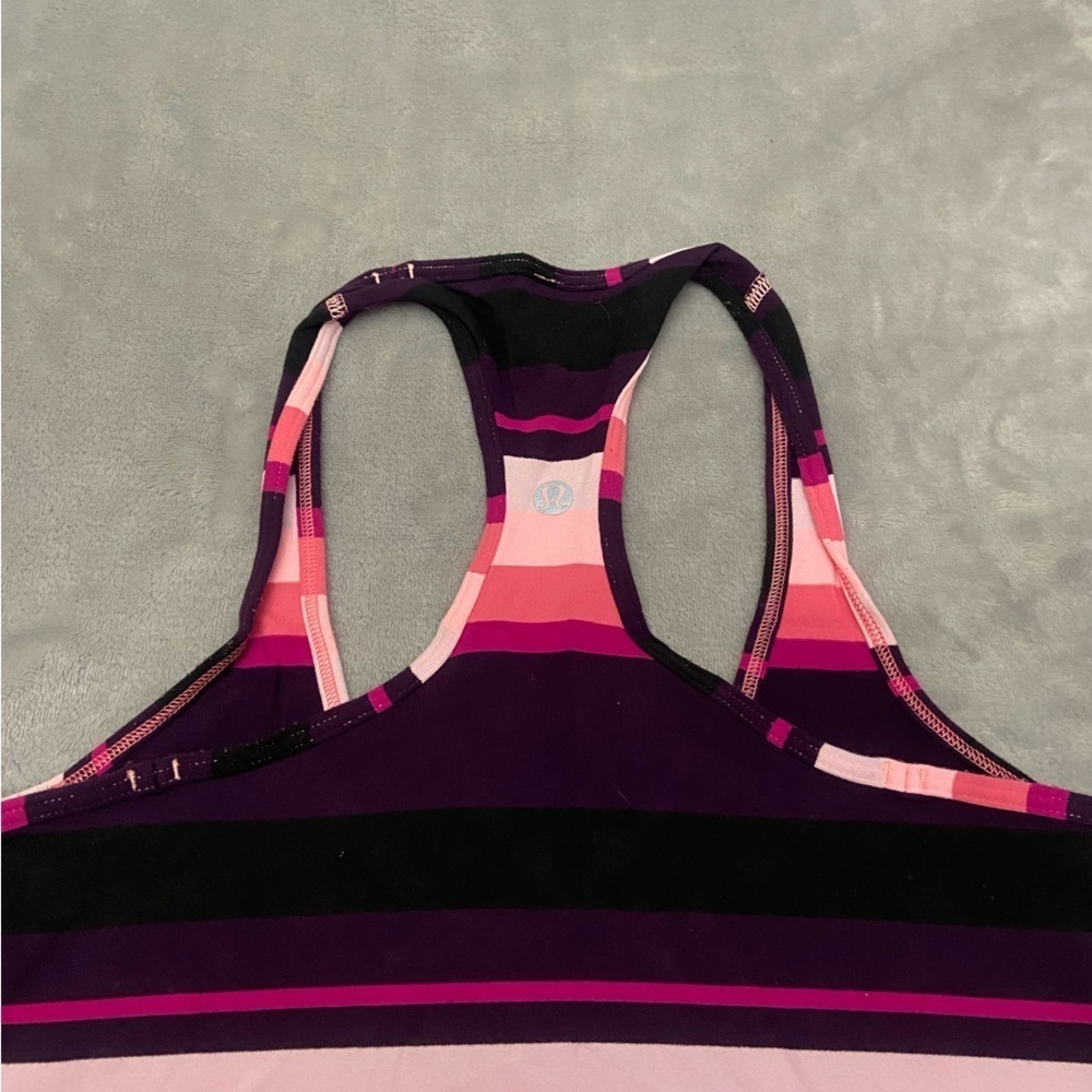 Lululemon Cool Racerback Assorted Stripe Bleached Coral Tank Top 21961 - Picture 9 of 12